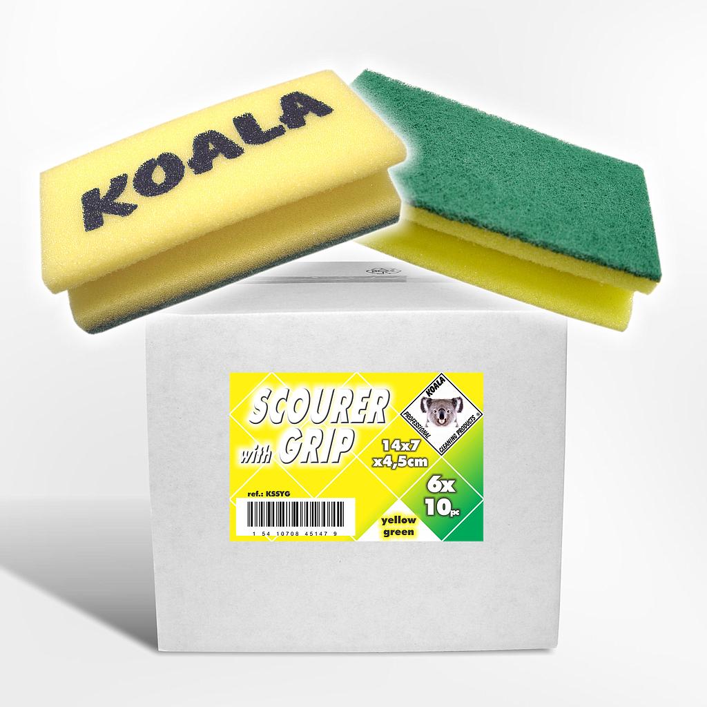 KOALA SCHUURSPONS MET GRIP GEEL/GROEN 10ST